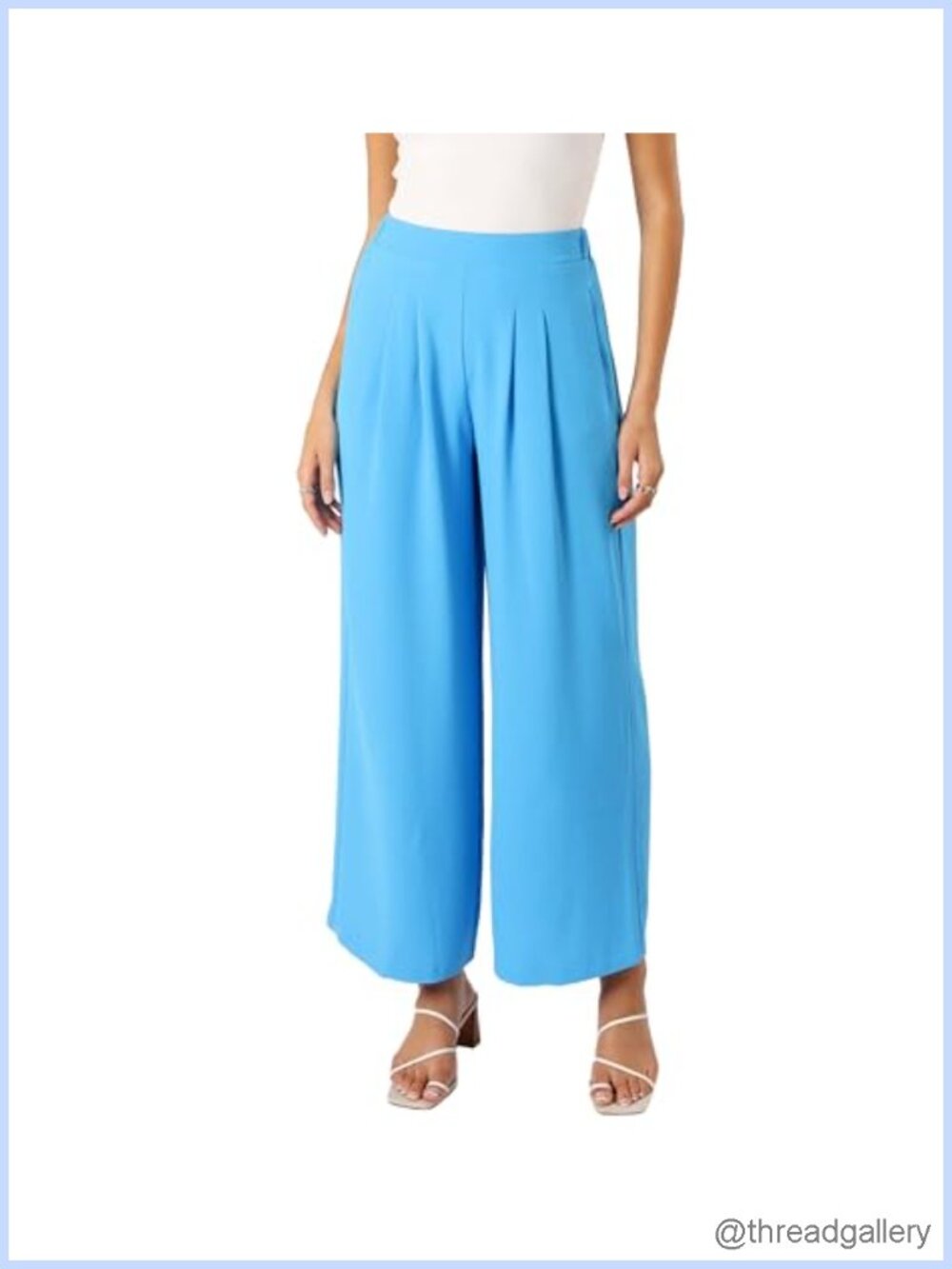 High Waisted Straight Wide Leg Pleated Front Pull On Pants